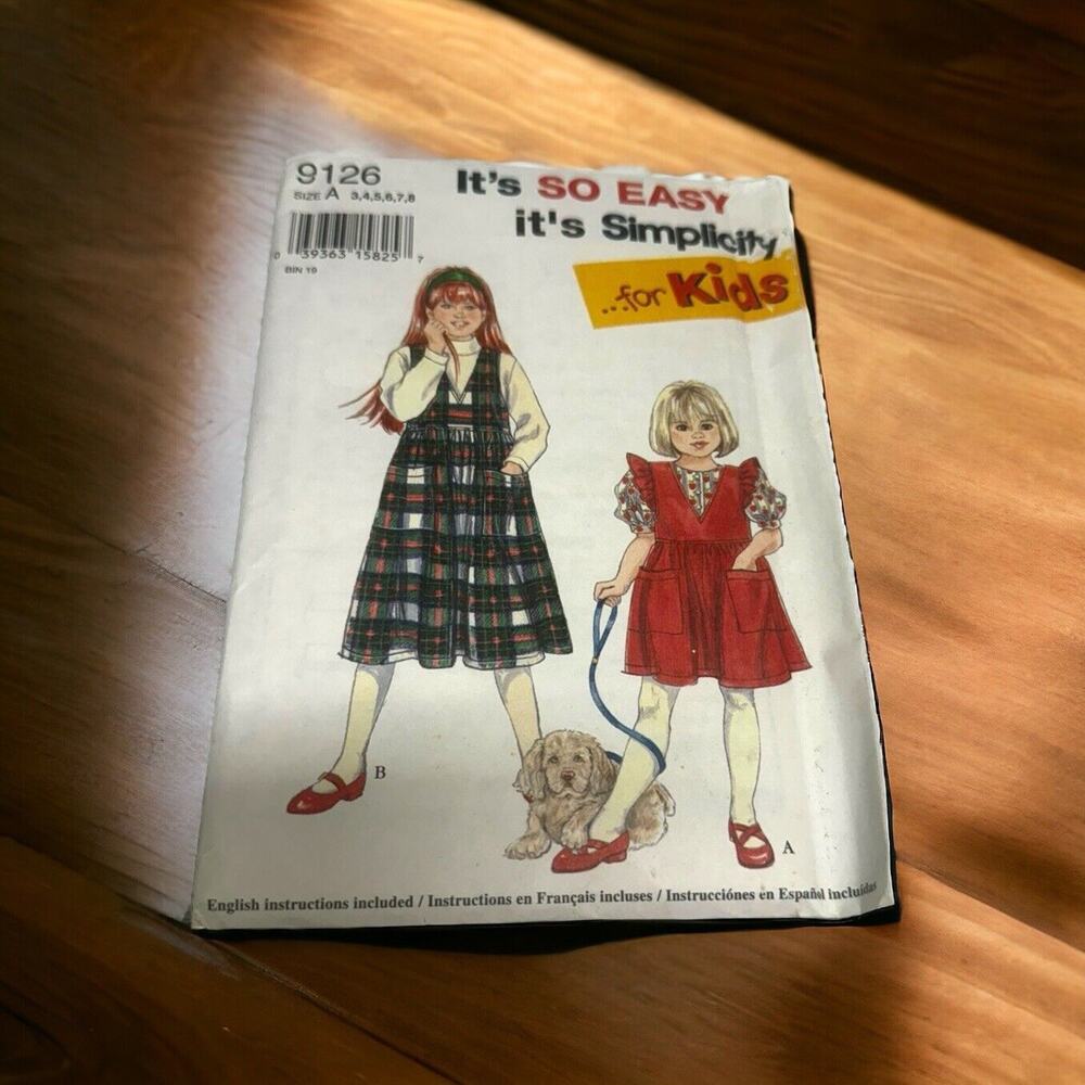 Simplicity 9126 It's So Easy Jumper Girls Sewing Pattern Sz‎ 3 - 8 Uncut Vintage